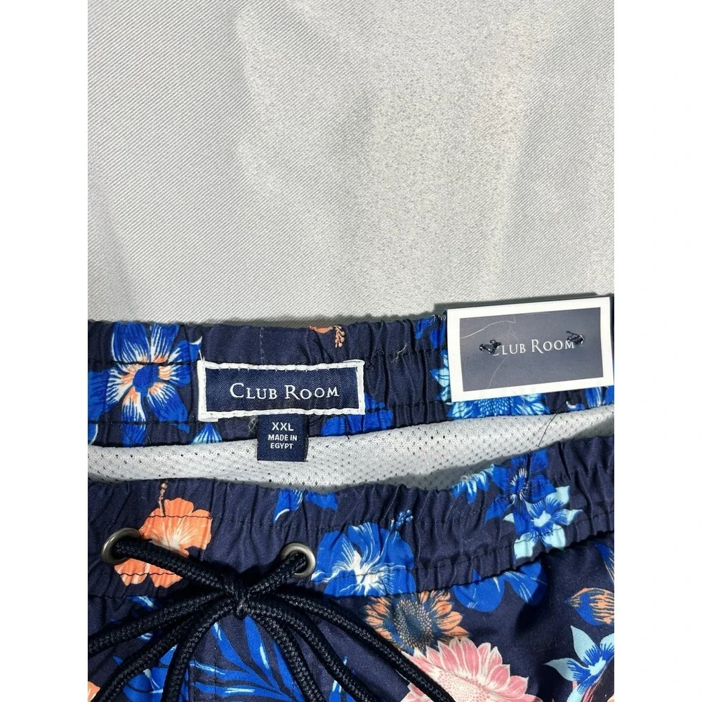 Clubroom Swimming Trunks, Quick Dry 7 Men's Blue With Flower Pattern Size XXL